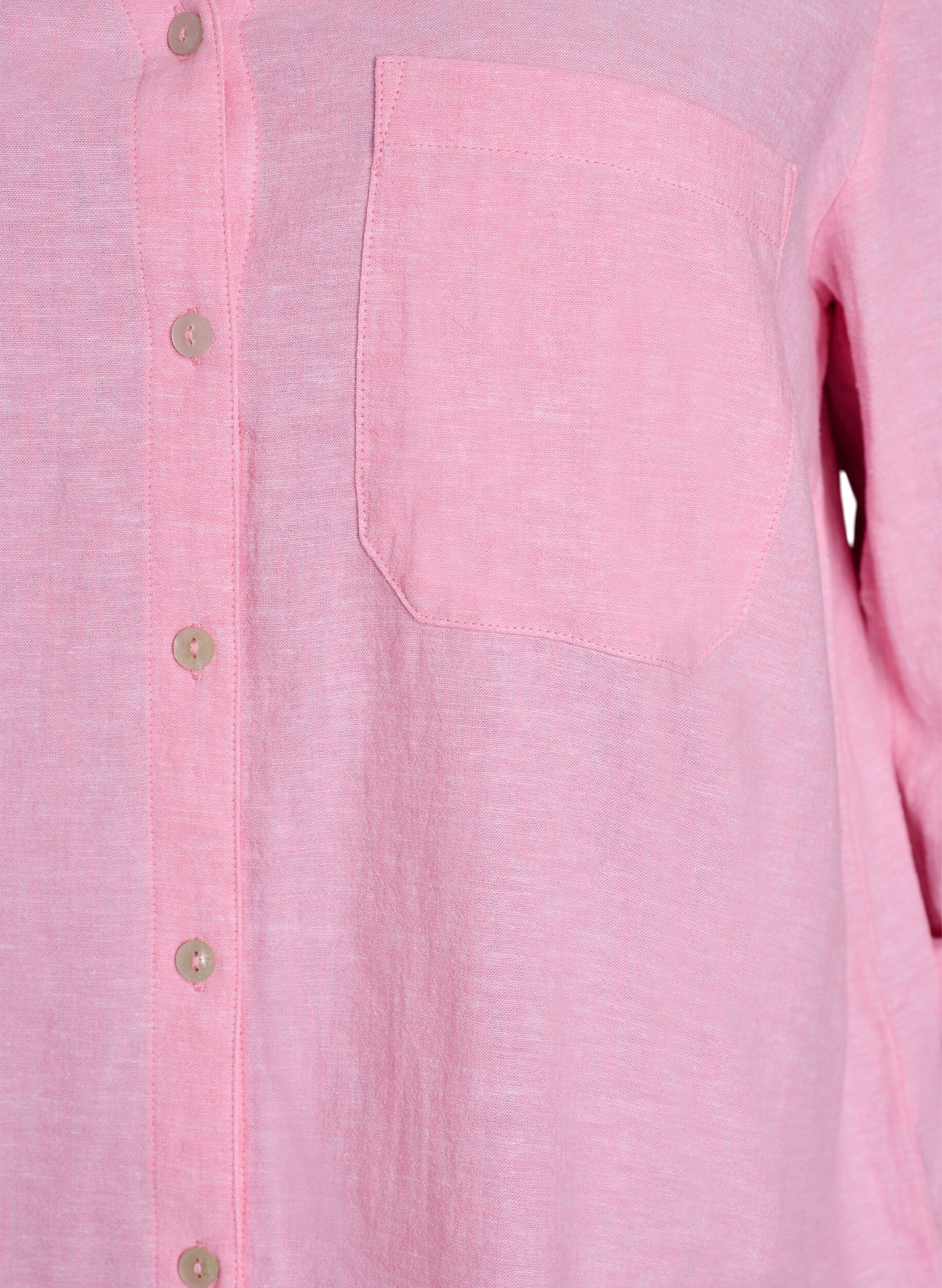 ZizzifashionShirt in linen and viscose with 3/4 sleeves, Pink, Packshot image number 2