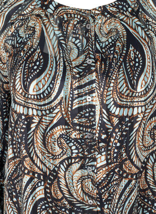 Long, paisley printed shirt with lurex, Black Paisley, Packshot image number 2