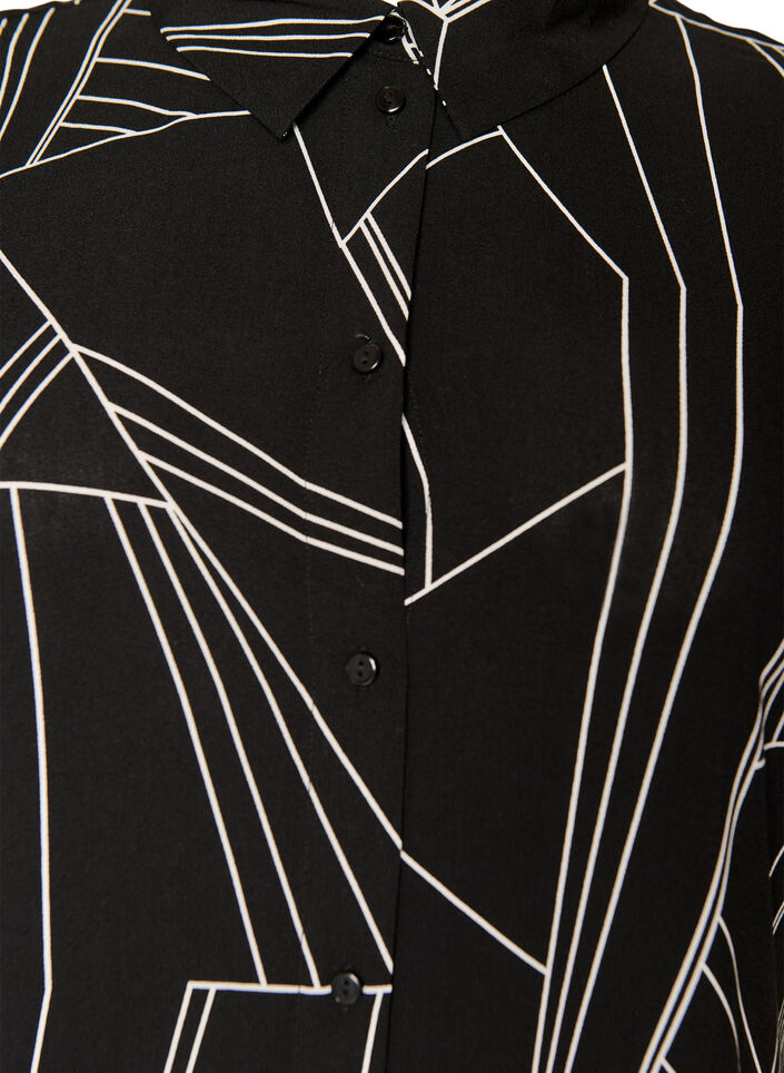 Loose-fitting long shirt in viscose, Black, Packshot image number 2