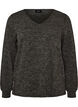 Jersey blouse with a V-neck and long sleeves, Black, Packshot image number 0