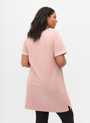Loose-fitting sweater dress with short sleeves, Adobe Rose, Model image number 1