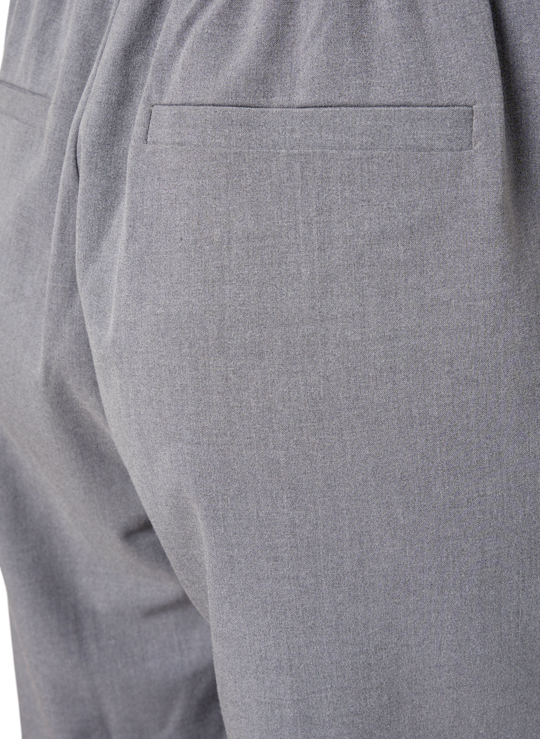 Zizzifashion Grey melange trousers with elastic waist, Medium Grey Melange, Packshot image number 3