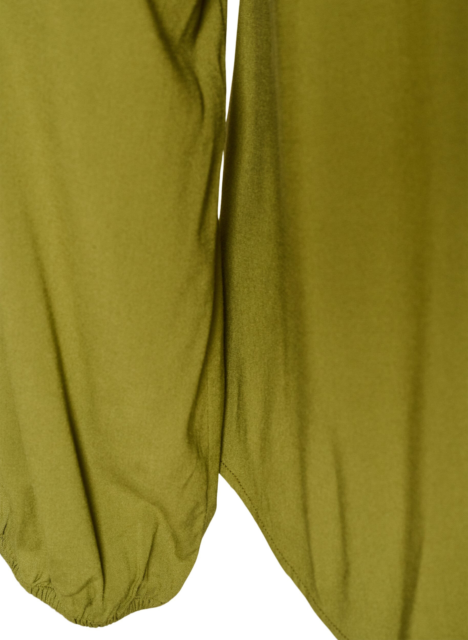 ZizzifashionViscose blouse with a V-neck and long sleeves, Green, Packshot image number 3