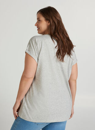 Marled cotton t-shirt, Light Grey Melange, Model image number 1