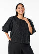 Party blouse with sequins and 1/2 sleeves, Black, Model image number 0
