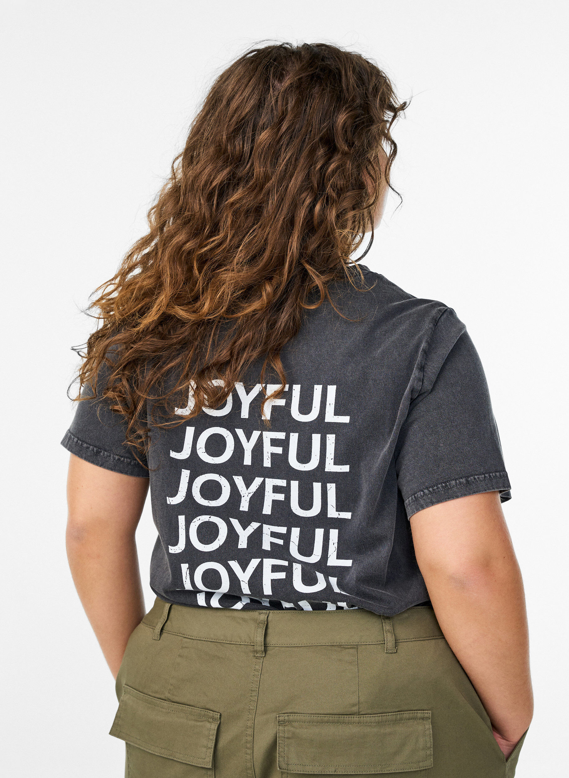 Zizzifashion T-shirt in organic cotton with back print, Dark Grey, Model image number 2