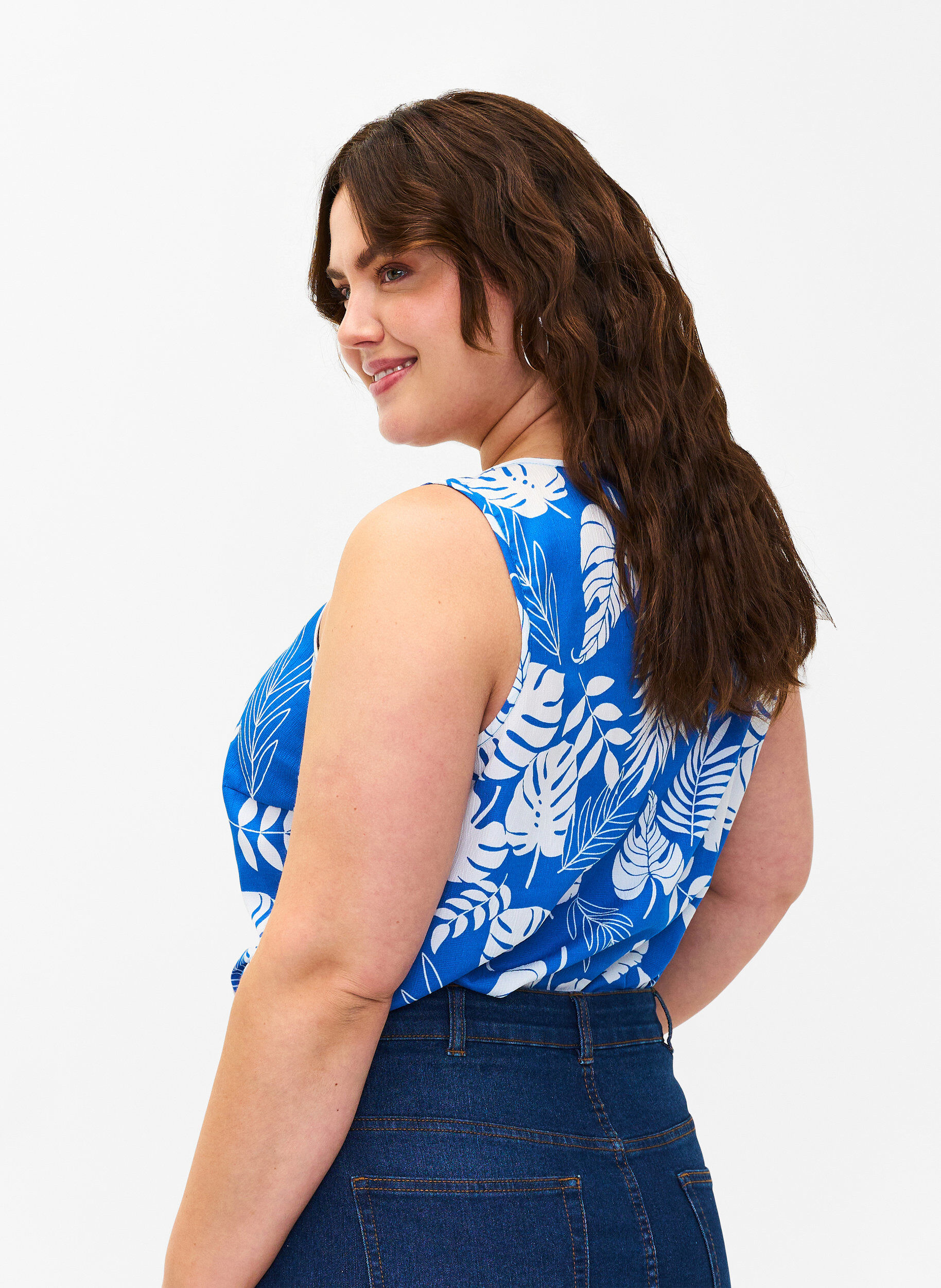 Zizzifashion FLASH - Sleeveless top with print, Blue, Model image number 2