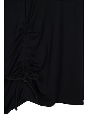 Short-sleeved viscose tunic with snow details, Black, Packshot image number 3