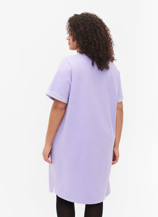 Sweater dress with short sleeves and slits, Lavender, Model image number 1
