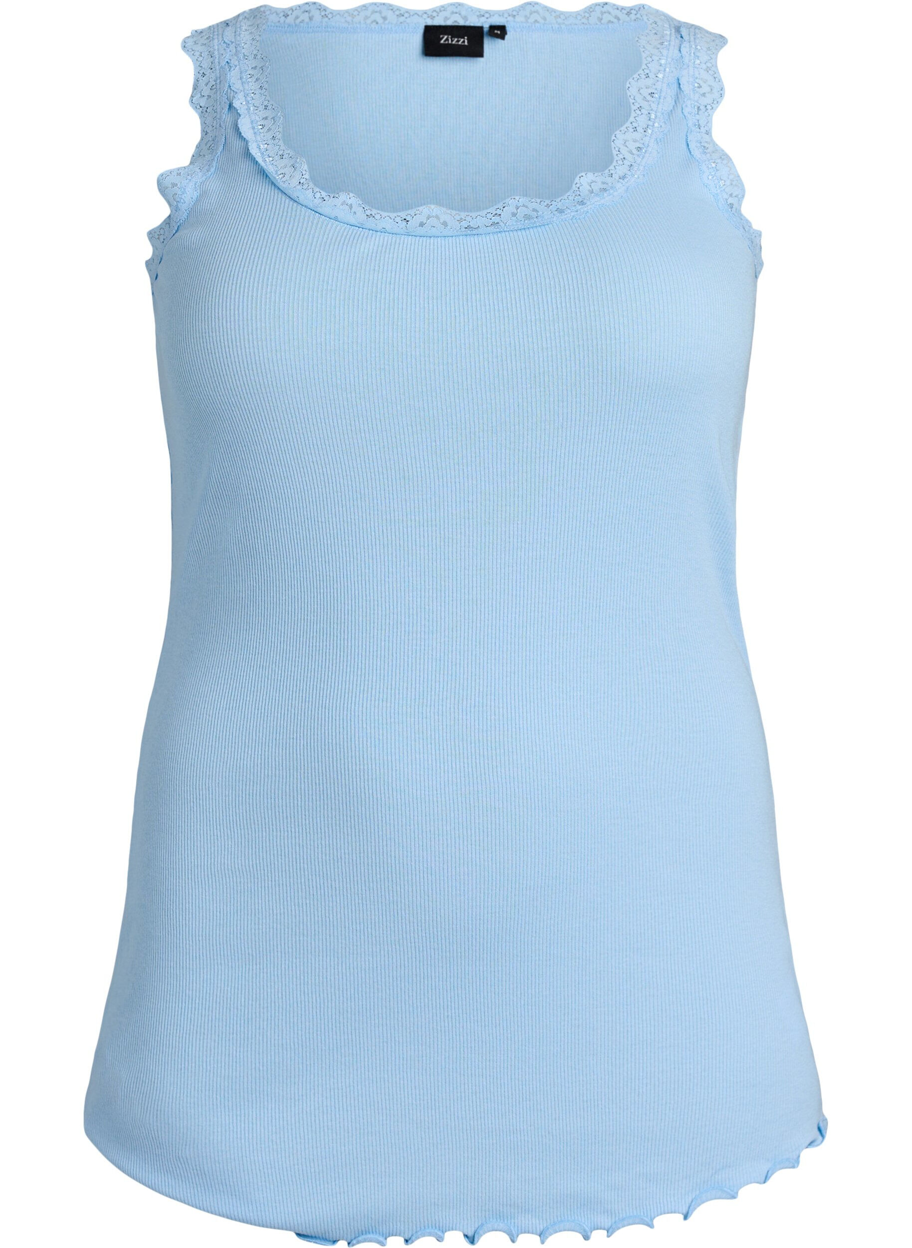 ZizzifashionTop with lace trim, Light Blue, Packshot image number 0