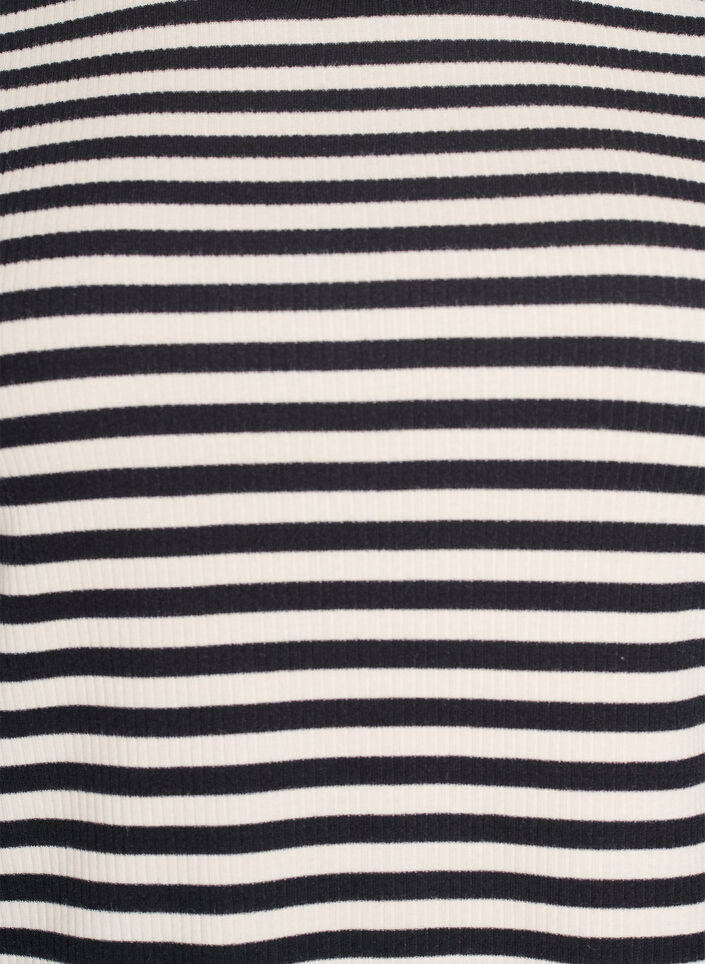 Striped T-shirt with ribbed texture, Black, Packshot image number 2