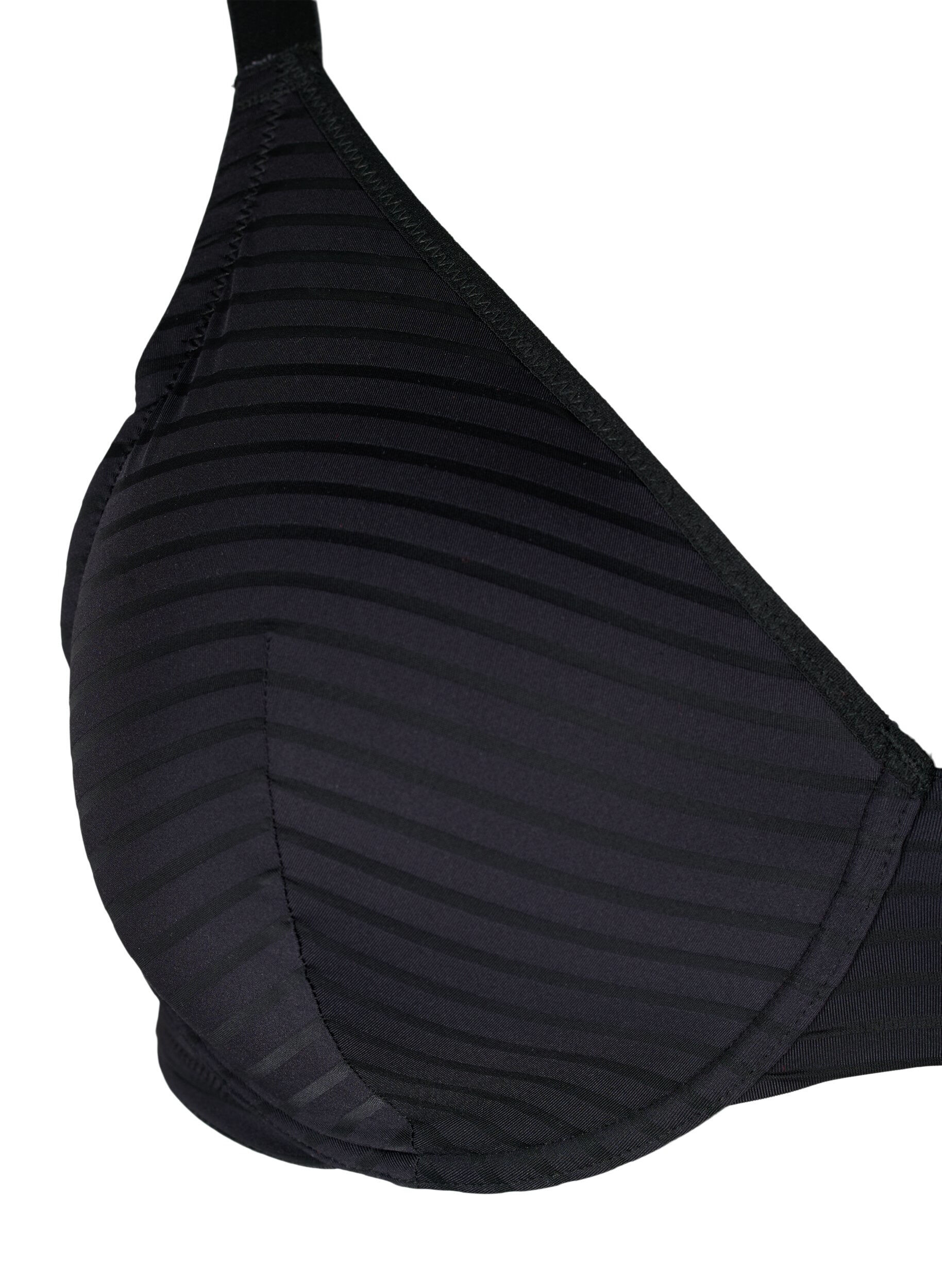 Zizzifashion Moulded bra with striped mesh, Black, Packshot image number 2