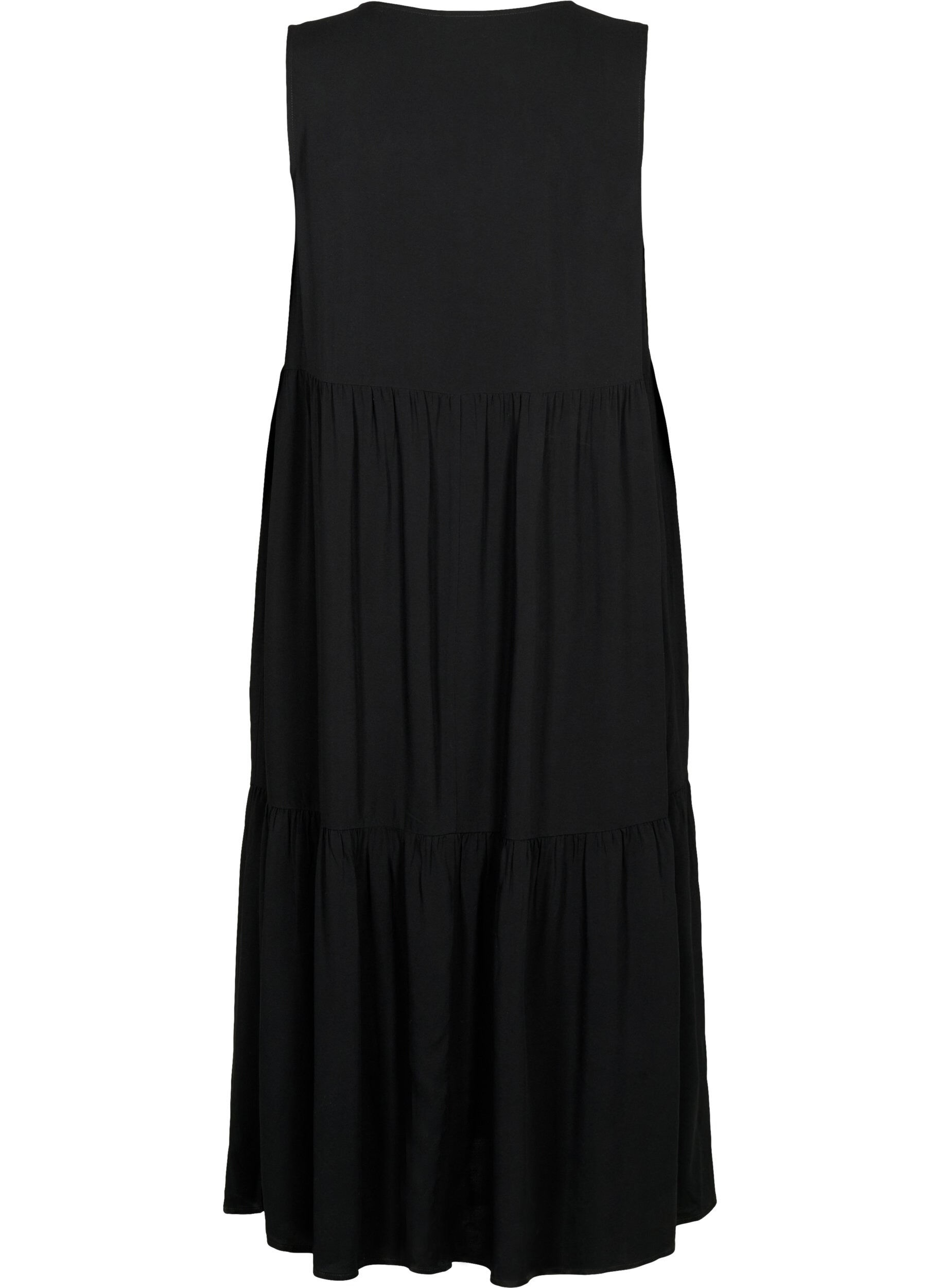 Zizzifashion Sleeveless maxi dress in viscose, Black, Packshot image number 1