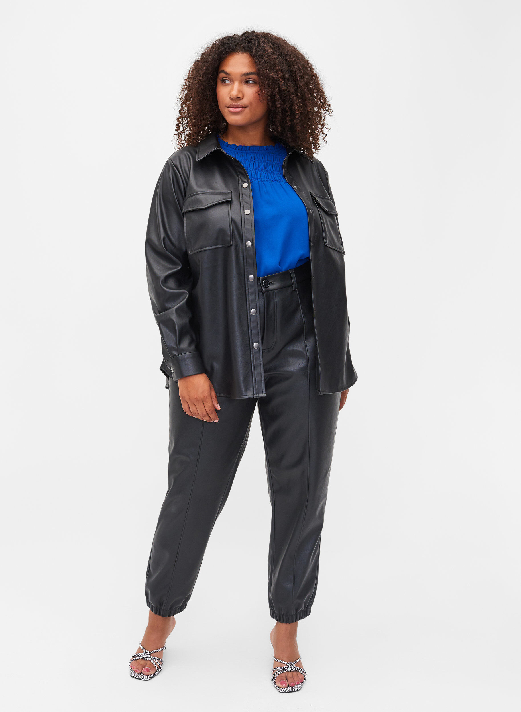 Zizzifashion Trousers in faux leather, Black, Model image number 0