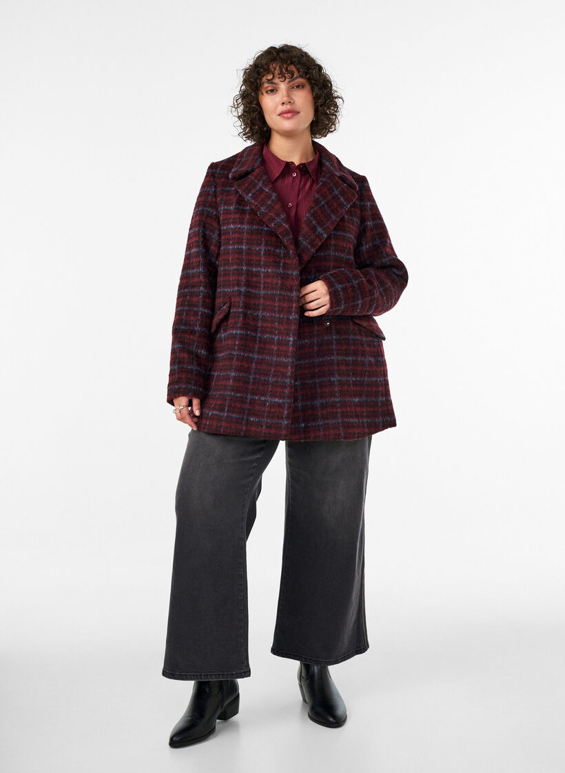 Checked jacket with pockets, Red, Model