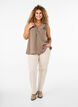 Sleeveless top with lace, Brown, Model image number 1