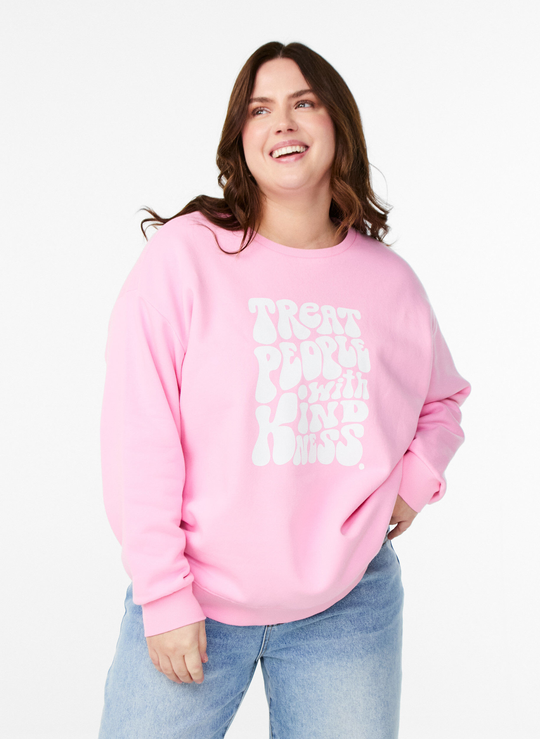 Zizzifashion Sweatshirt with text print, Bubblegum, Model image number 0