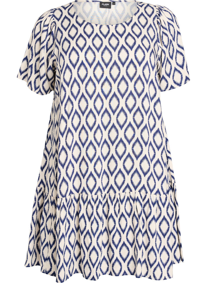Viscose dress with cutline, Blue, Packshot image number 0