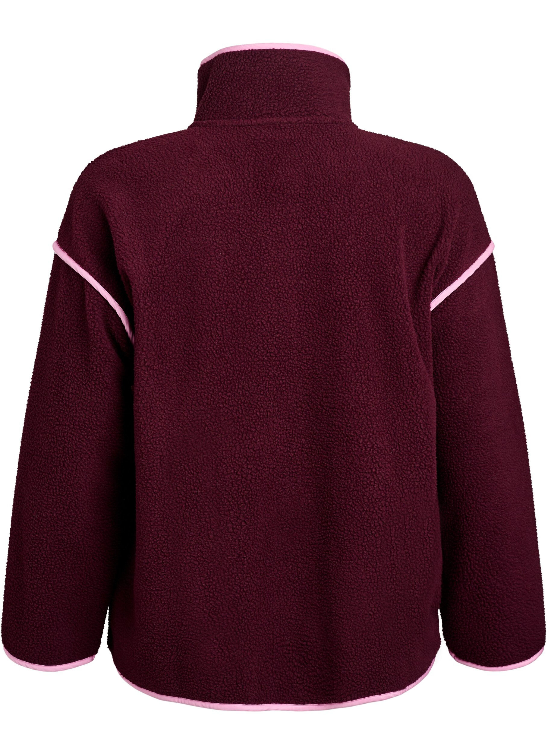 Zizzifashion Teddy jacket with contrast details, Red, Packshot image number 1