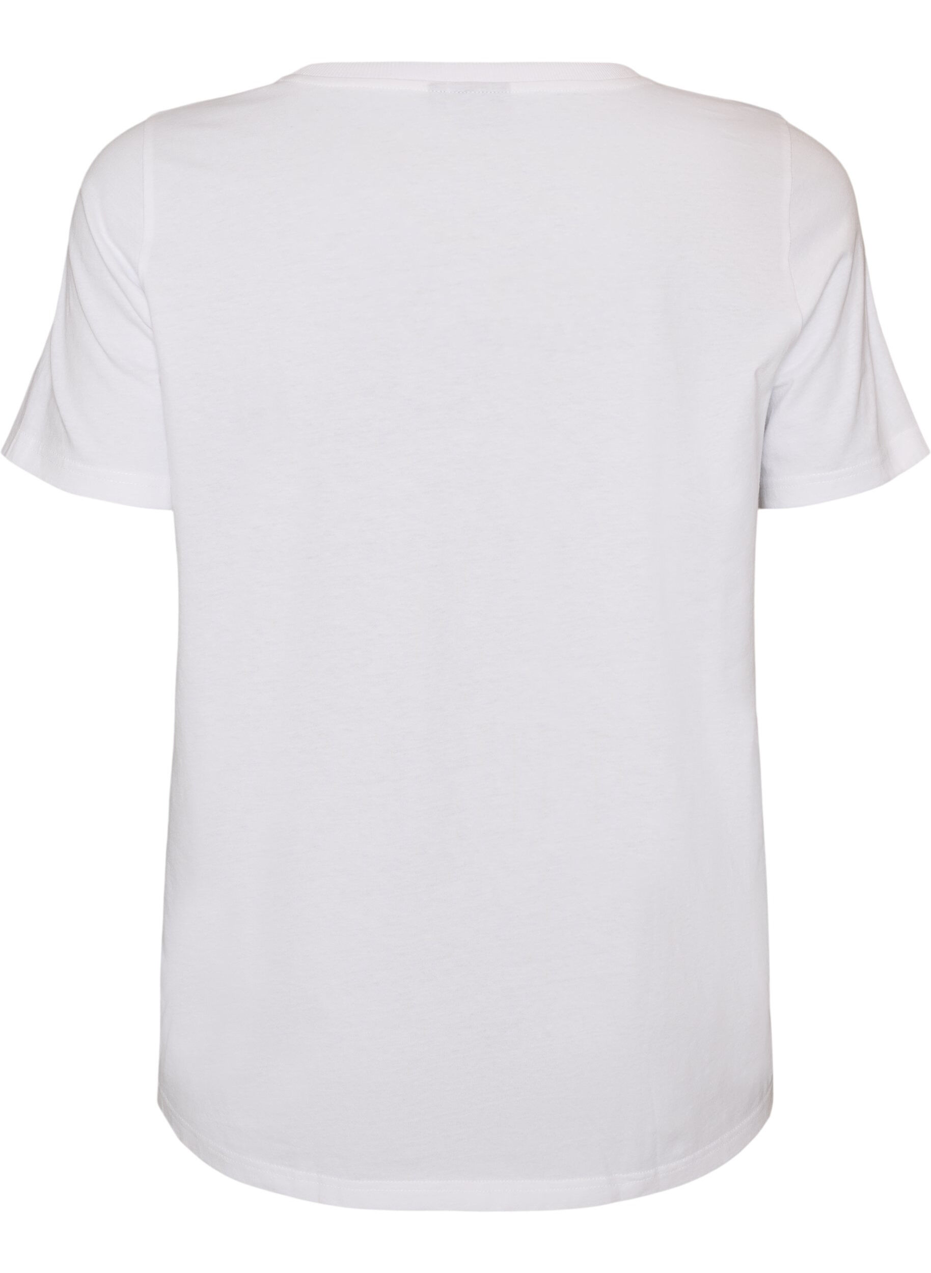 Zizzifashion Cotton T-shirt with chest print, White, Packshot image number 1