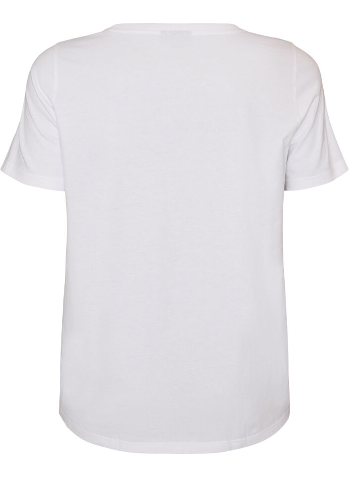 Cotton T-shirt with chest print, White, Packshot image number 1
