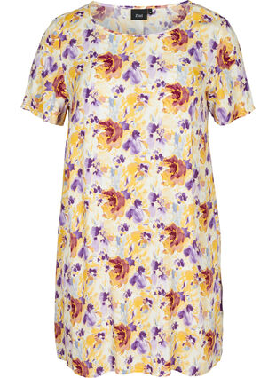 Short-sleeved floral dress, Flower AOP, Packshot image number 0