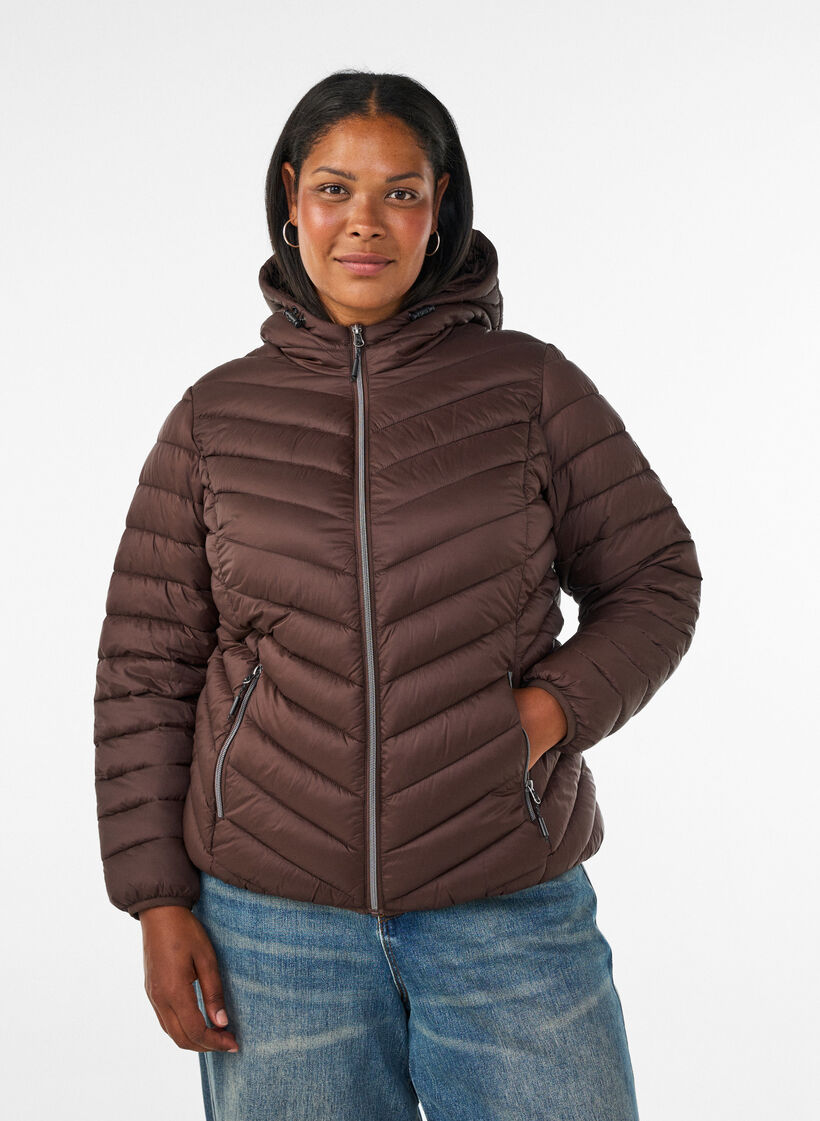Lightweight hooded jacket, Brown, Model image number 0
