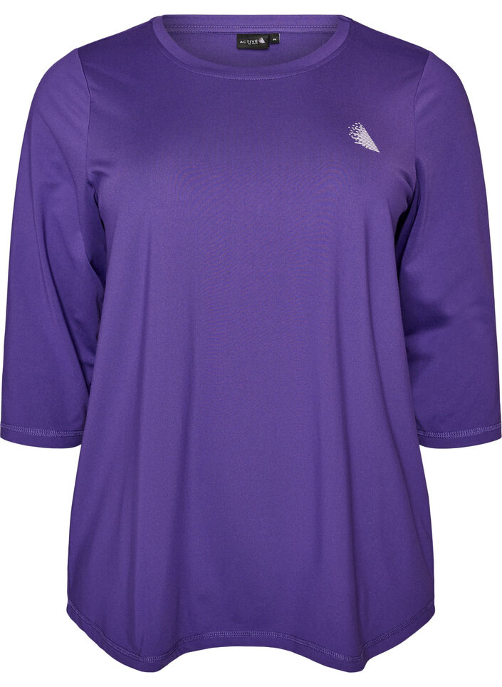 Sports top with 3/4 sleeves, Purple, Packshot image number 0