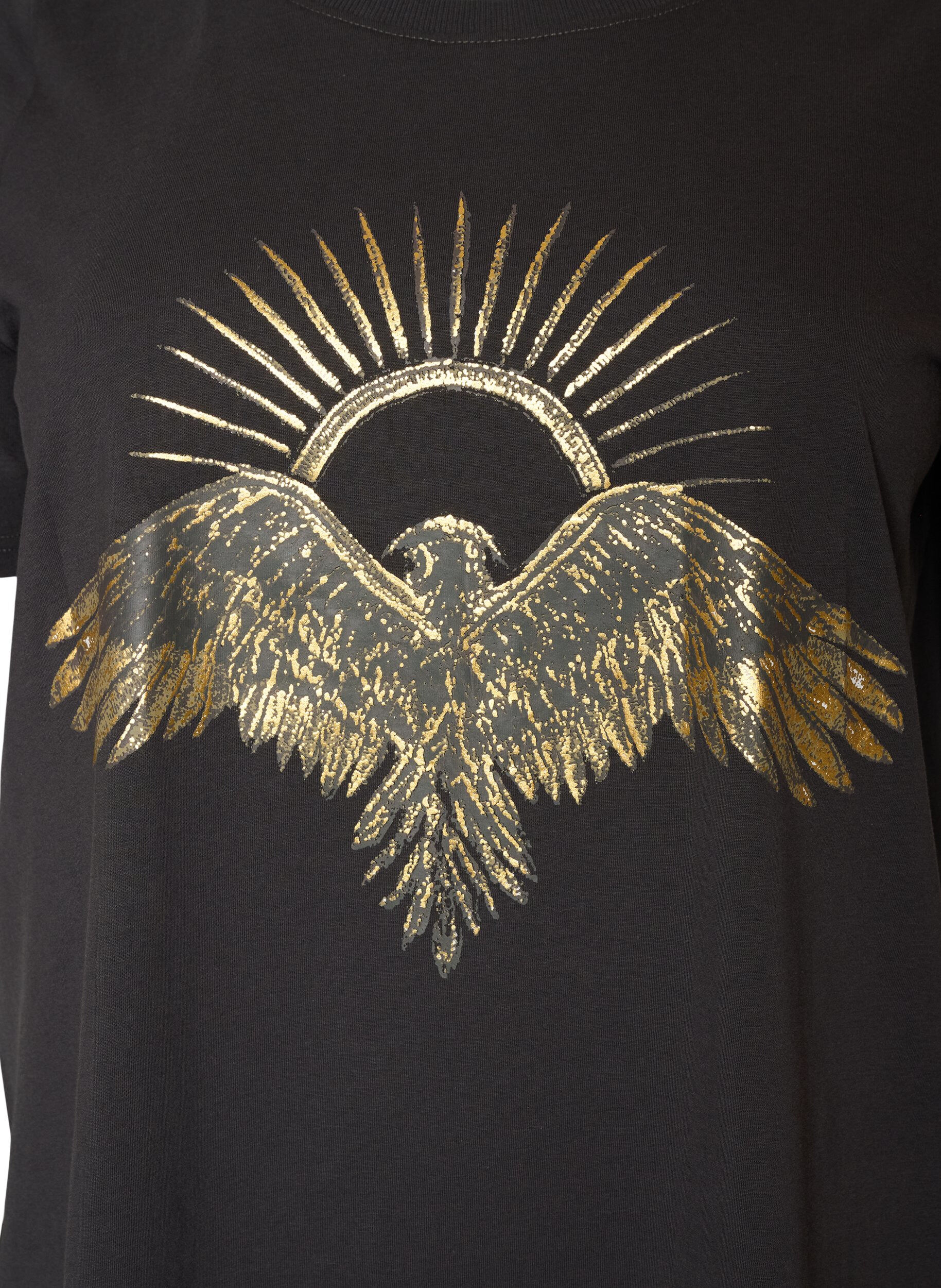 ZizzifashionCotton T-shirt with front print, Dark Grey, Packshot image number 2