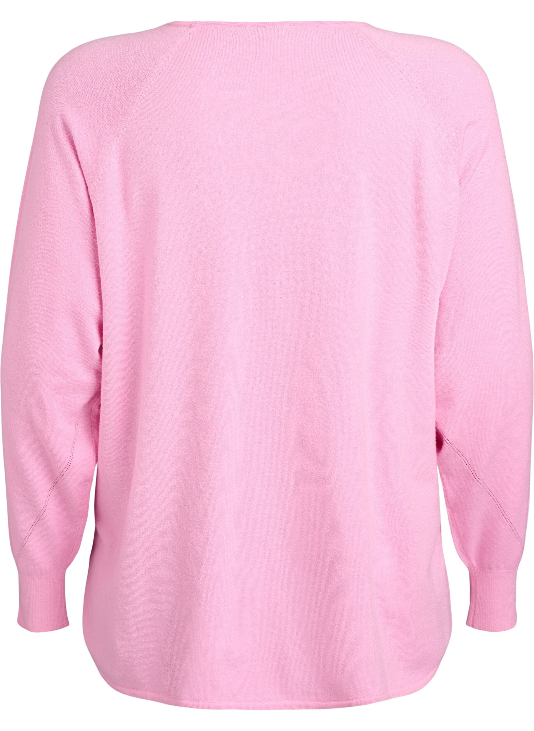 Zizzifashion Knit blouse with round neck and knitted pattern, Pink, Packshot image number 1