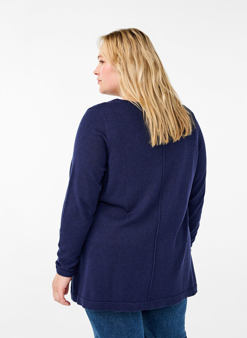 Knitted blouse in cotton-viscose blend, Blue, Model image number 2