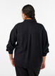 Loose shirt with texture and a V-neck, Black, Model image number 2