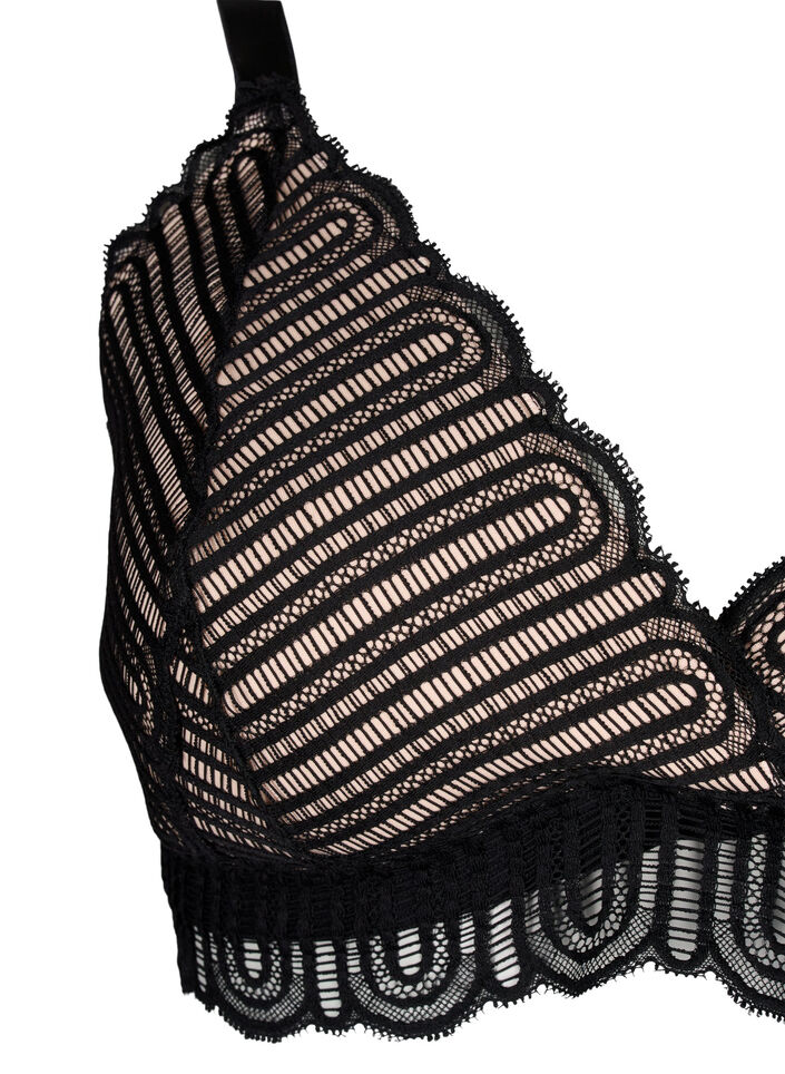 Bralette with lace and soft padding, Black, Packshot image number 2