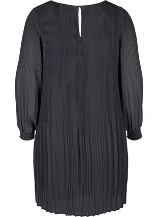 Pleated dress with a v-neck and a-line, Asphalt ASS, Packshot image number 1