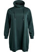 Short sweatshirt dress with high collar and pockets, Green, Packshot image number 0
