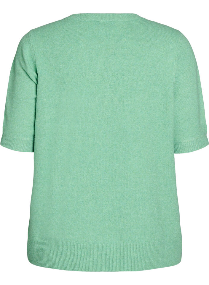 Knitted blouse with short sleeves, Green, Packshot image number 1