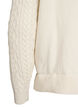 Knit blouse with cable pattern and embroidered flowers, White, Packshot image number 3