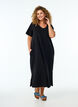 Midi T-shirt dress with a V-neck, Black, Model image number 0