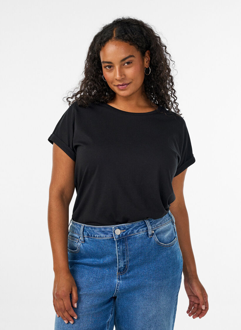 2-pack short-sleeved t-shirts, Black, Model image number 0