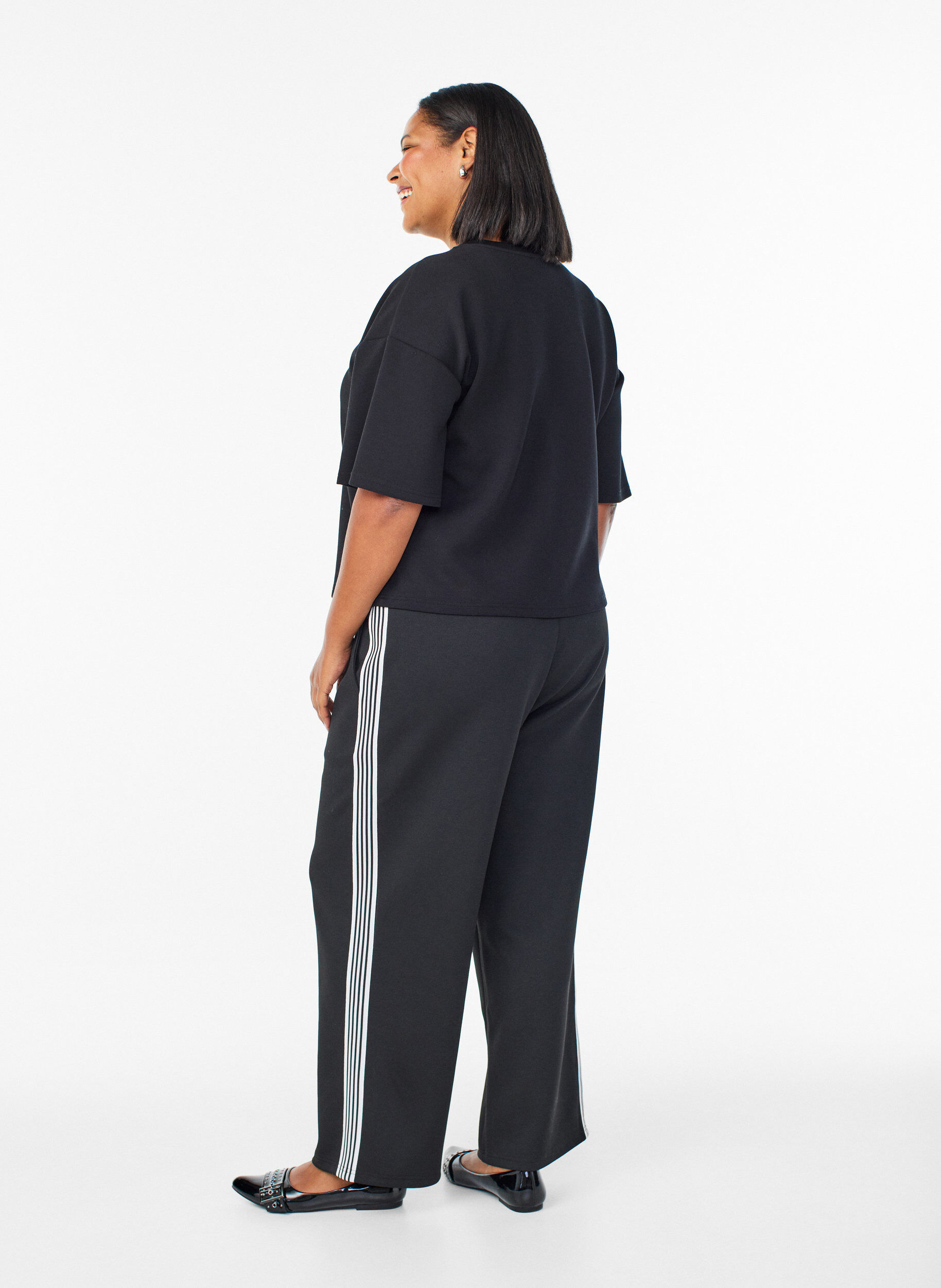 Zizzifashion Trousers with side stripes, Black, Model image number 1