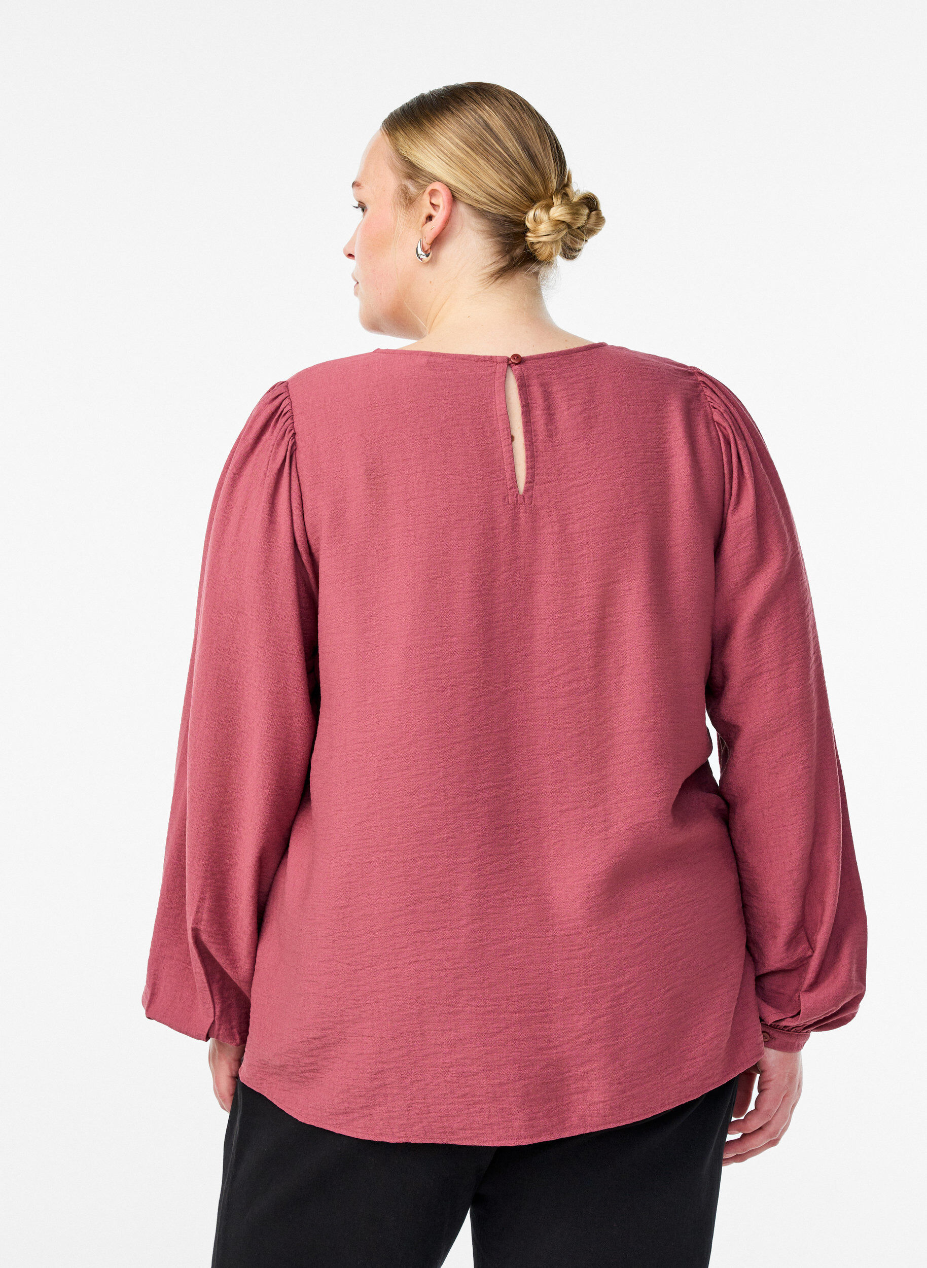 Zizzifashion Long-sleeved viscose blouse, Rose, Model image number 2