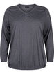 Melange top with long sleeves and v cutting, Dark Grey Melange, Packshot image number 0