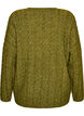 Knitted blouse with cable knit and V-neck, Green, Packshot image number 1
