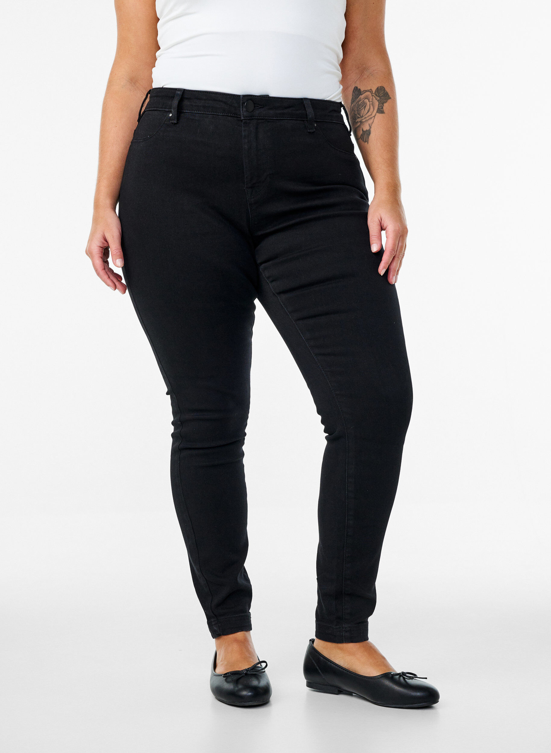 Zizzifashion Cotton-blend jeggings, Black, Model image number 2