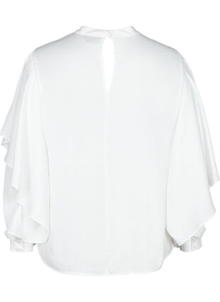 Long-sleeved blouse with a round neck, Snow White, Packshot image number 1