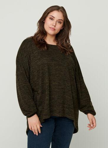 Loose, long-sleeved blouse, Ivy Green ASS, Model image number 0