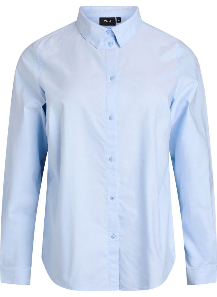 Long-sleeved cotton shirt, Blue, Packshot image number 0