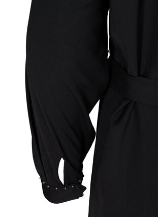Tunic with a waist tie and studs, Black, Packshot image number 3