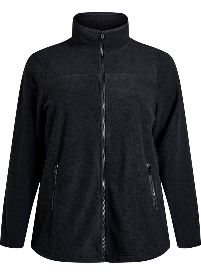 Fleece jacket with pockets, Black, Packshot image number 0