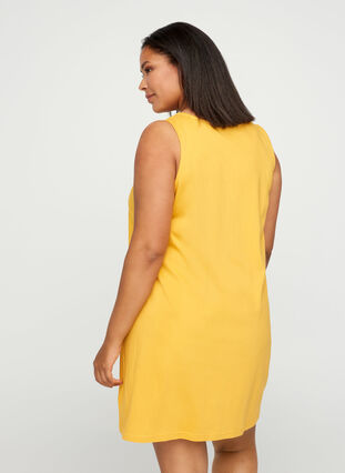 Dress with broderie anglaise, MINERAL YELLOW, Model image number 1